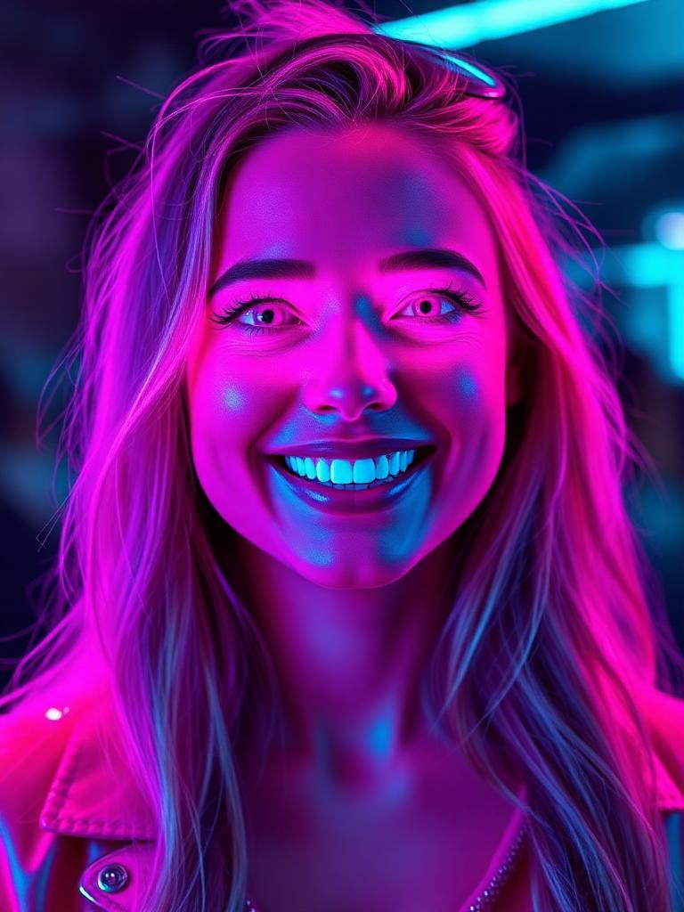 Cyberpunk AI photo booth portrait sample