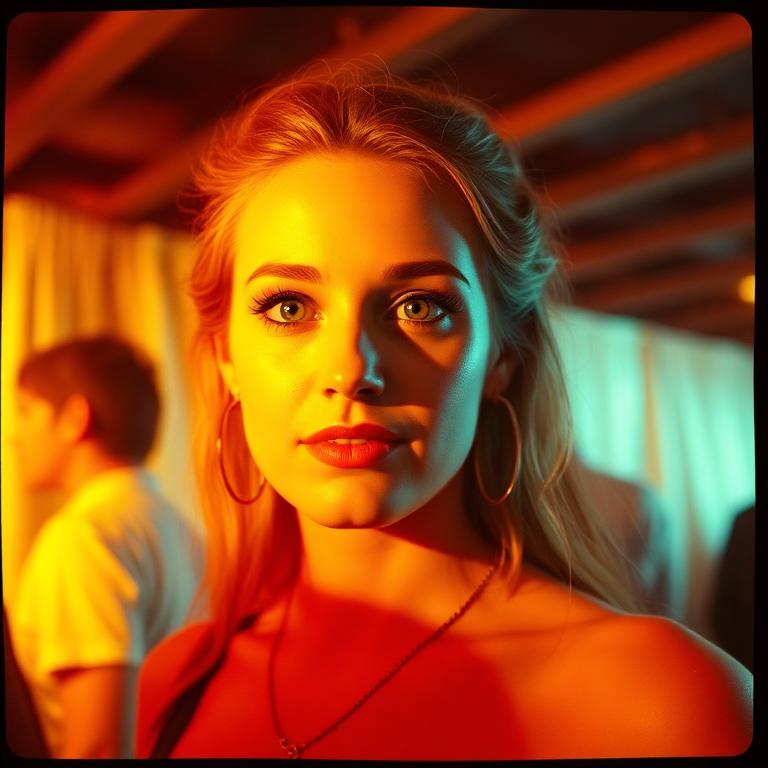 Retro vintage film style AI portrait of a guest at a party